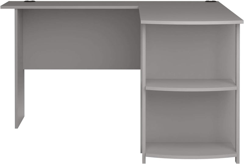 Dakota L-Desk with Bookshelves, Dove Gray