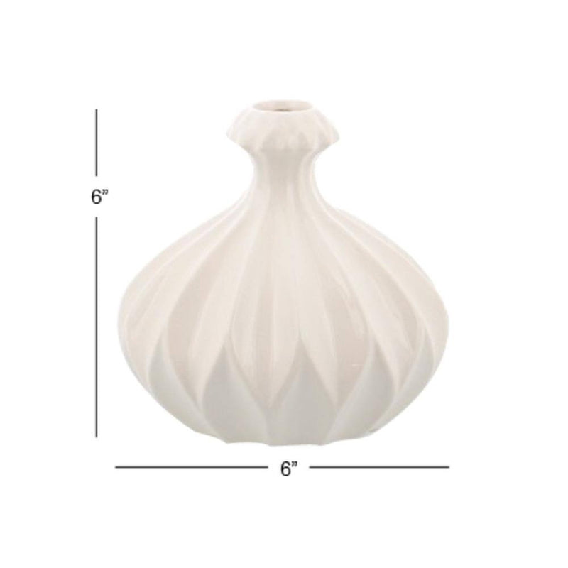 6 In., 6 In. White Ceramic Decorative Vase with Varying Patterns (Set of 3)