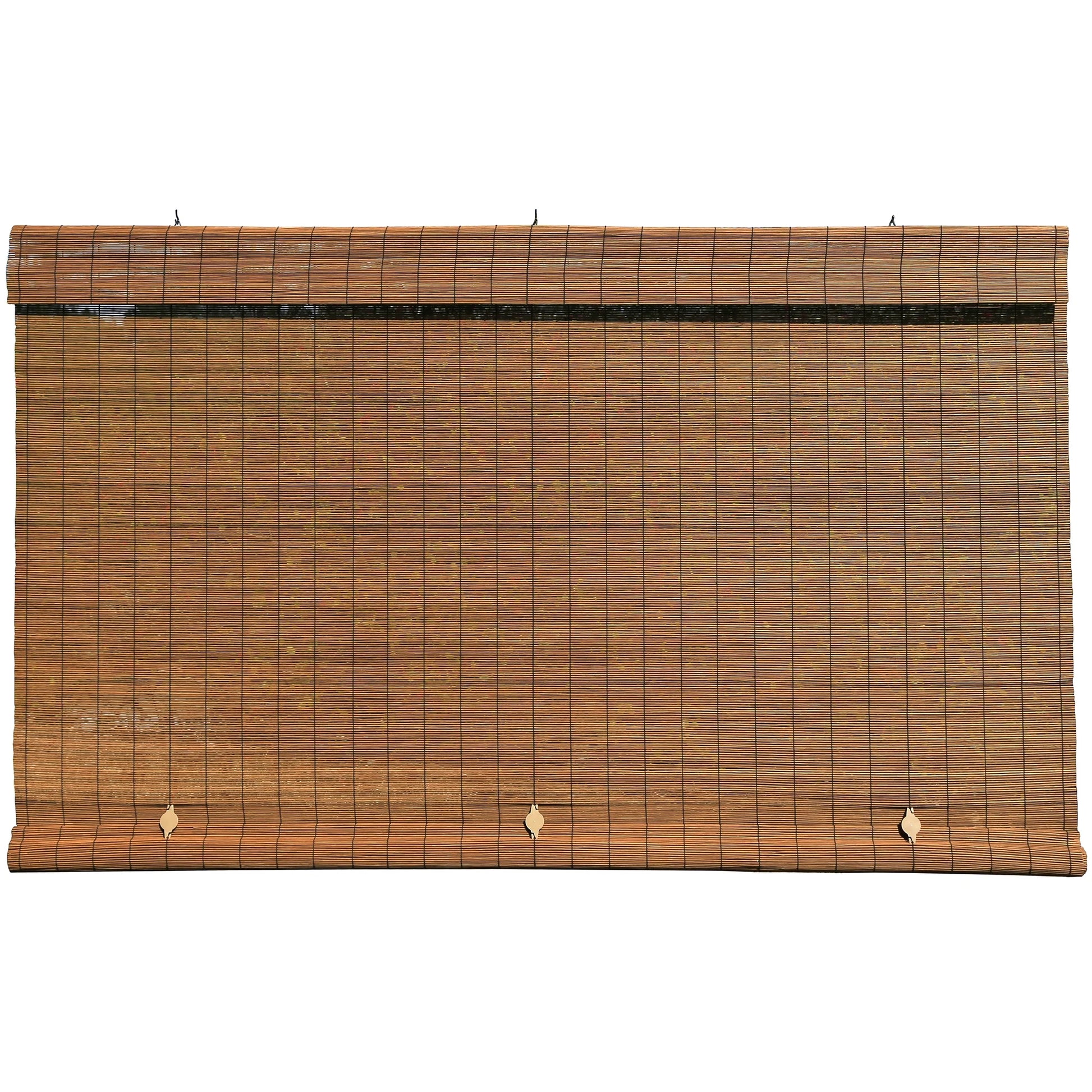 Bamboo Blinds, Imperial Cordless Blinds for Windows, Fruitwood Finish, 72" X 72"