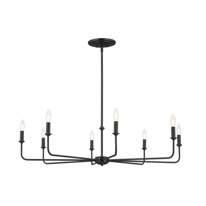 Classic 8 Light Chandelier with White Linen Shades