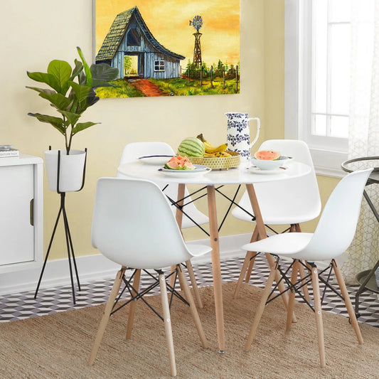 Dining Chairs Pre Assembled Modern Style DSW Chair Classic Shell Armless Indoor Kitchen Dining Living Room Side Chairs Set of 4 (White)