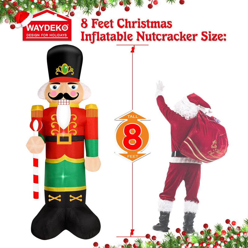 Delightful 8ft Lighted Christmas Inflatable Nutcracker Soldier - Perfect for Your Holiday Lawn Decor!