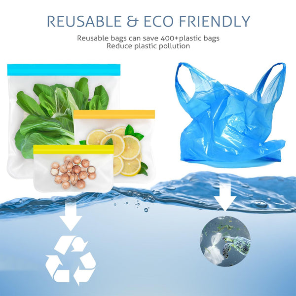 Reusable Gallon Freezer Bags, 10 Pack Dishwasher Safe