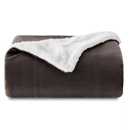 Bedsure Faux Wool Blanket–Solid Color Throw, Ultra Soft and Warm Reversible Blanket for Bed or Couch
