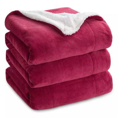 Bedsure Faux Wool Blanket–Solid Color Throw, Ultra Soft and Warm Reversible Blanket for Bed or Couch
