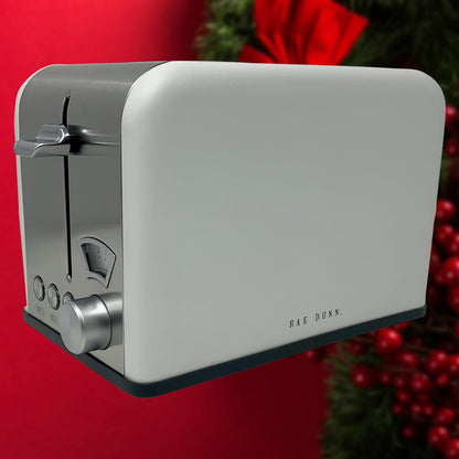 Rae Dunn Two (2) Slice Toaster - Wide Slot - Beautiful White Color Warmth Spelled in Large Red LL Font - Perfect Way Complete Your Rae Dunn Inspired Kitchen (Red)