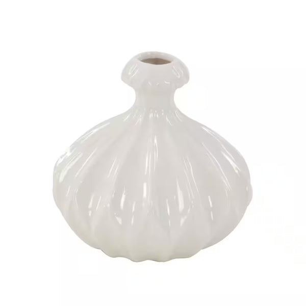 6 In., 6 In. White Ceramic Decorative Vase with Varying Patterns (Set of 3)