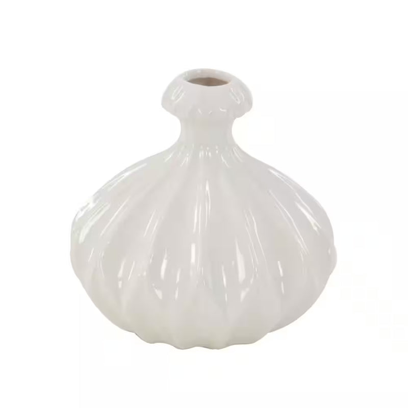 6 In., 6 In. White Ceramic Decorative Vase with Varying Patterns (Set of 3)