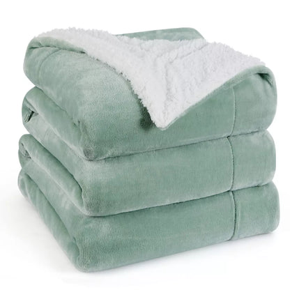 Bedsure Faux Wool Blanket–Solid Color Throw, Ultra Soft and Warm Reversible Blanket for Bed or Couch