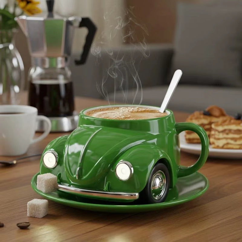 Beetle Shaped Coffee Mug, Handmade Novelty Fun Imaginative Beetle Car Shape Coffee Cup, Creative Gift for Beetle Lovers Suitable