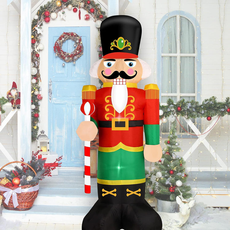 Delightful 8ft Lighted Christmas Inflatable Nutcracker Soldier - Perfect for Your Holiday Lawn Decor!