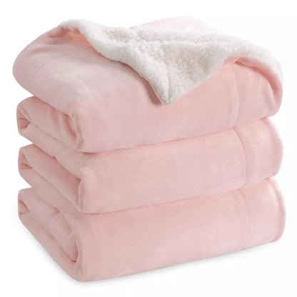 Bedsure Faux Wool Blanket–Solid Color Throw, Ultra Soft and Warm Reversible Blanket for Bed or Couch