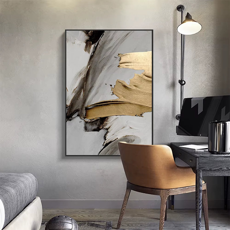 Transform Your Space with 3PCS Frameless Luxury Abstract Gray and Golden Canvas Wall Art - Perfect for Loft Apartments, Living Rooms, and Home Offices