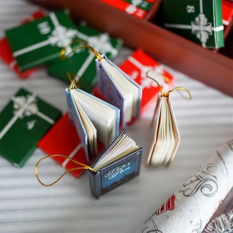 Mini Book Ornament Advent Calendar New Year with 24 Book Christmas Countdown Calendar Bookshelf Halloween Advent Calendar