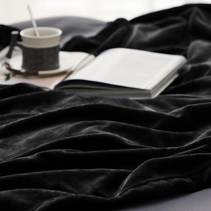 Gentlesoft Fleece Throw Blanket for Couch Black - Lightweight Plush Fuzzy Cozy Soft Halloween Blankets and Throws for Sofa, 50X60 Inches
