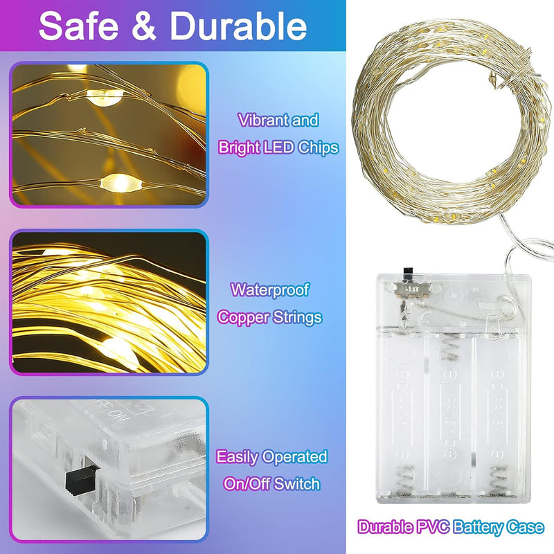 Enchanting 33 Ft LED Christmas String Lights - Battery Operated Copper Wire Fairy Lights for Indoor & Outdoor Holiday Decor