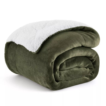 Bedsure Faux Wool Blanket–Solid Color Throw, Ultra Soft and Warm Reversible Blanket for Bed or Couch