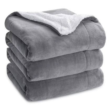 Bedsure Faux Wool Blanket–Solid Color Throw, Ultra Soft and Warm Reversible Blanket for Bed or Couch
