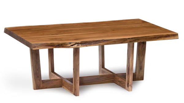 Lareese Berkshire 48-Inch Live Edge Acacia Wood Coffee Table - Handcrafted Natural Wood with Floor Protector