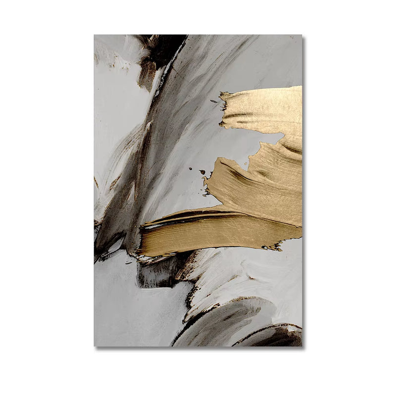 Transform Your Space with 3PCS Frameless Luxury Abstract Gray and Golden Canvas Wall Art - Perfect for Loft Apartments, Living Rooms, and Home Offices