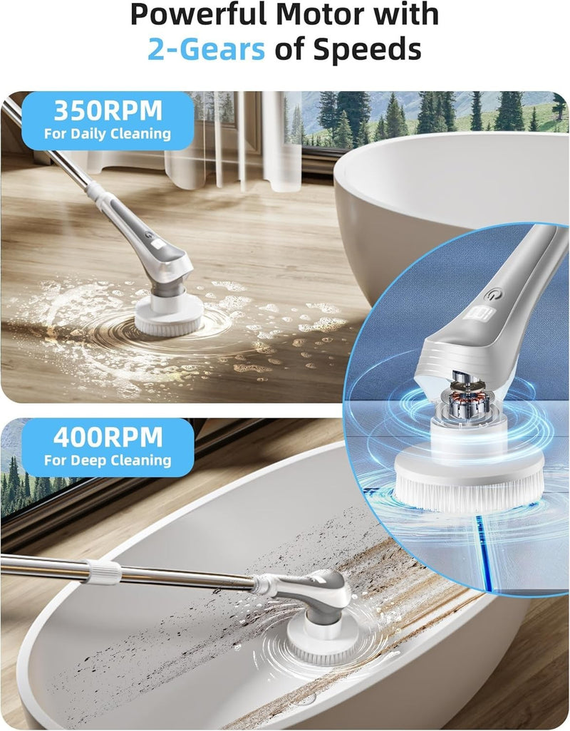 Revolutionary Cordless Electric Shower Scrubber with Adjustable Handle and Multi-Functional Brush Heads - Effortless Cleaning Made Easy!