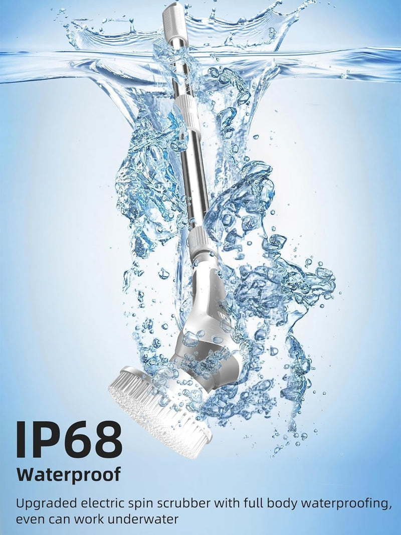 Revolutionary Cordless Electric Shower Scrubber with Adjustable Handle and Multi-Functional Brush Heads - Effortless Cleaning Made Easy!